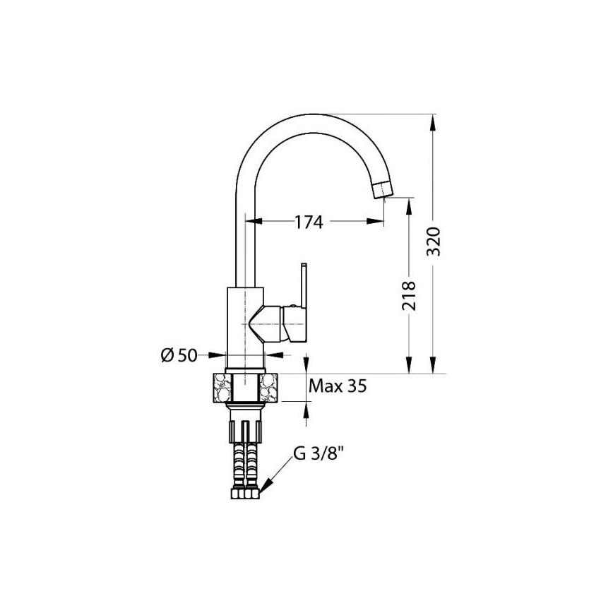 ALVEUS 1129054 - Vaskkran TONIA 34 cm granit/beige