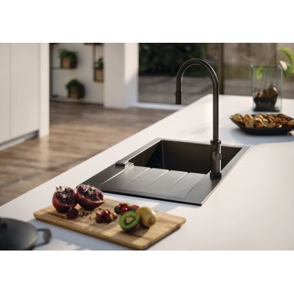 ALVEUS 1132179 - Tvättställsblandare med utdragbar spruta NERINA 46,8 cm svart