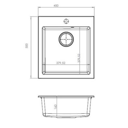 ALVEUS 1133432 - Diskho för kök CORTINA 50x45 cm granit/svart