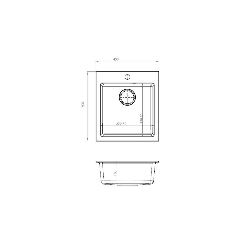 ALVEUS 1133432 - Diskho för kök CORTINA 50x45 cm granit/svart