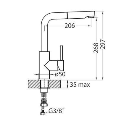 ALVEUS 1135365 - Köksblandare med utdragbar dusch SARA 29,7 cm blank krom