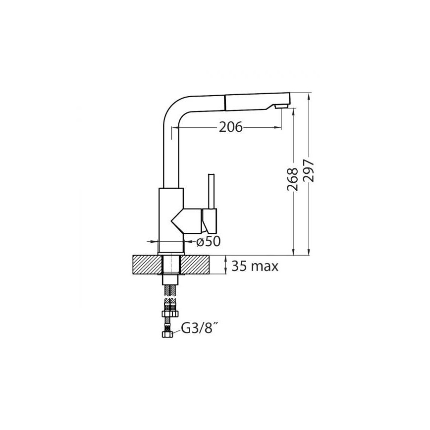 ALVEUS 1135365 - Köksblandare med utdragbar dusch SARA 29,7 cm blank krom