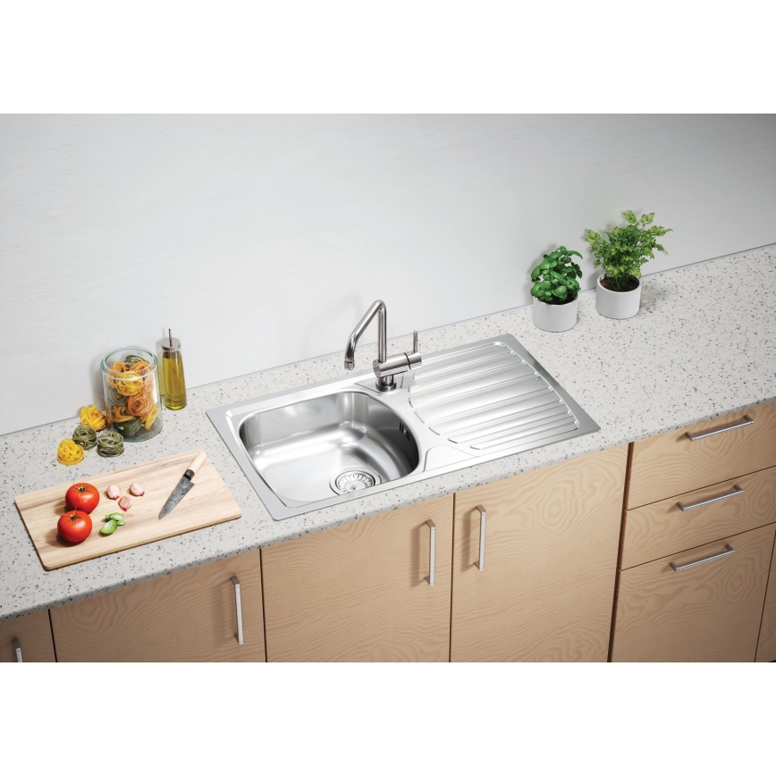 ALVEUS 1136534 - Köksdiskho BASIC 78x43,5 cm rostfritt stål/satin, liten bottenventil