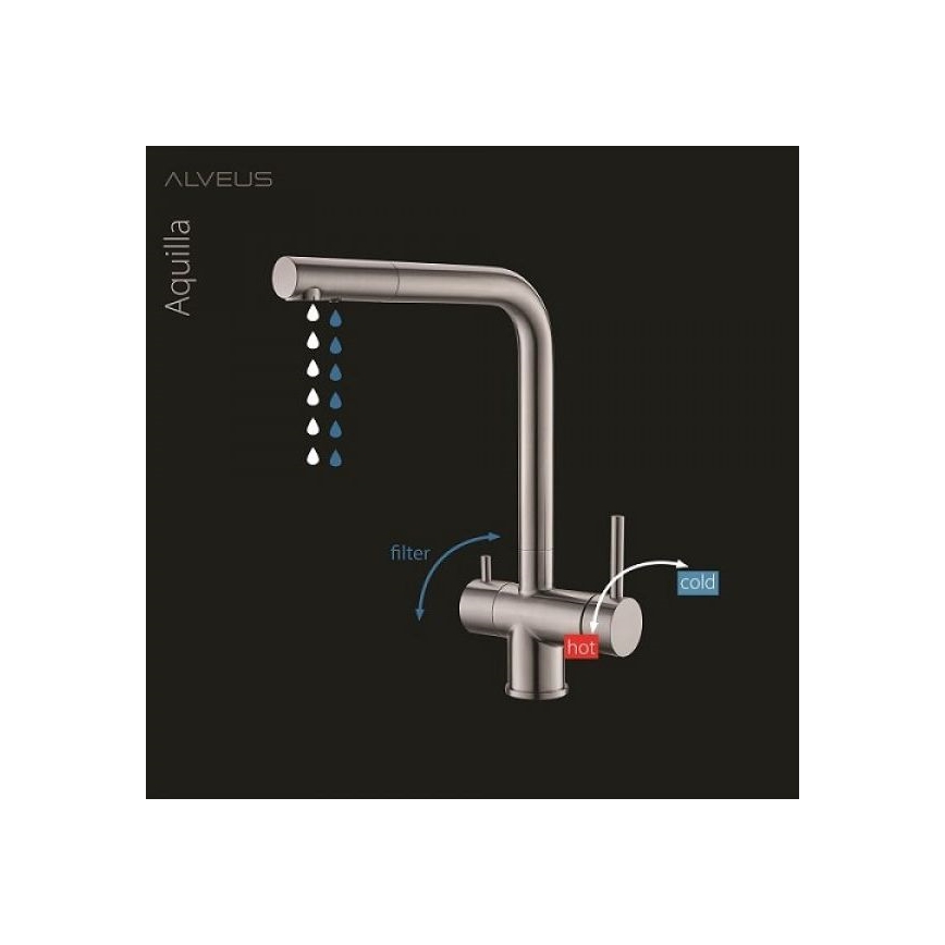 ALVEUS 1139808 - Vaskkran AGUILA 33,3 cm granit/svart
