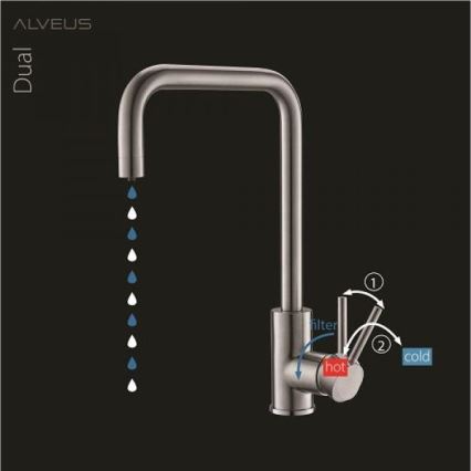 ALVEUS 1139812 - Vaskkran DUAL 37 cm granit/svart