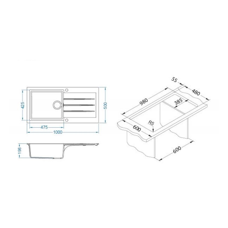 ALVEUS 1140597 - Diskho för kök CADIT 100x50 cm granit/beige
