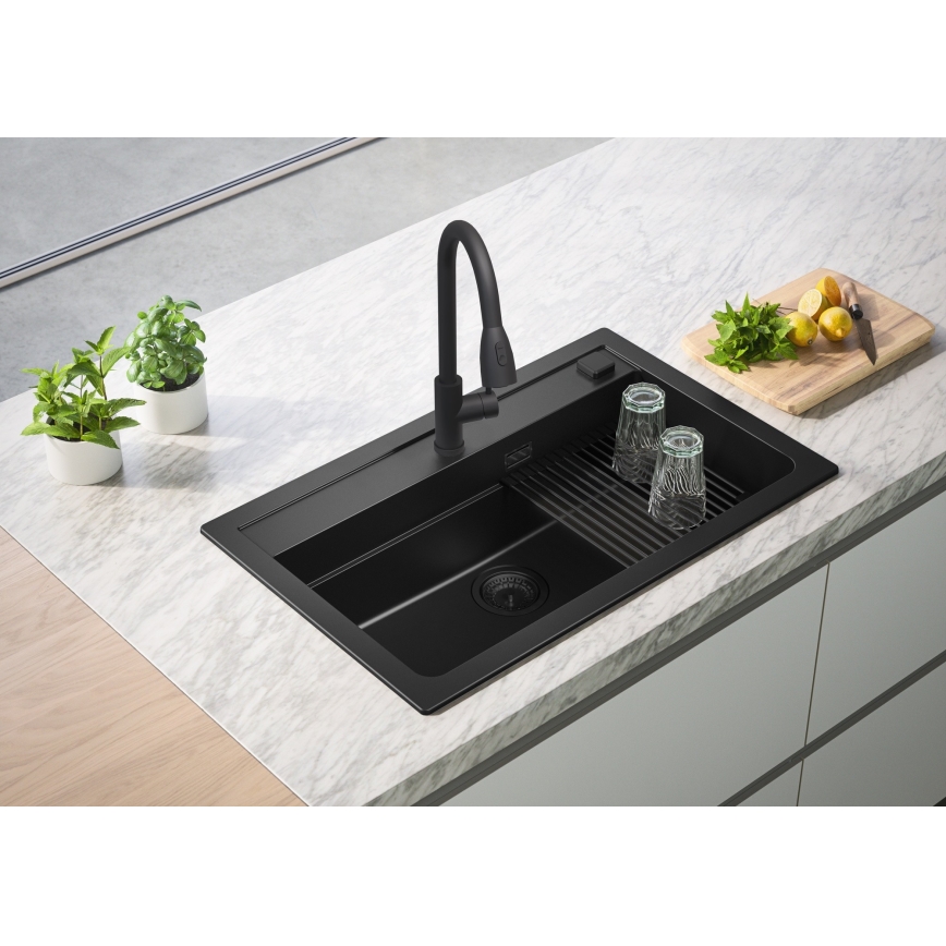 ALVEUS 1148163 - Diskho för kök ATROX 79x50 cm granit/svart