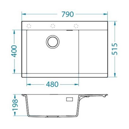 ALVEUS 1149503 - Köksdiskho PURE 79x51,5 cm granit/svart