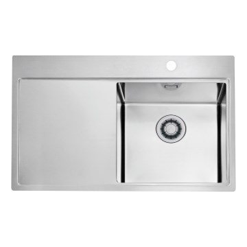 ALVEUS 1149516 - Diskho PURE 79 x 52,5 cm satinborstad, högerutförande + vattenlås med snabbavstängning