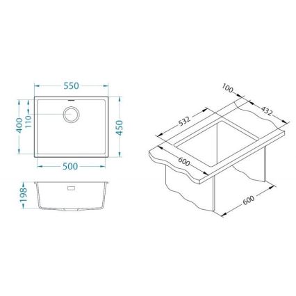 ALVEUS 1150051 - Diskho OMNI 55x45 cm granit/vit