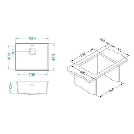 ALVEUS 1150054 - Diskho OMNI 55x45 cm granit/beige