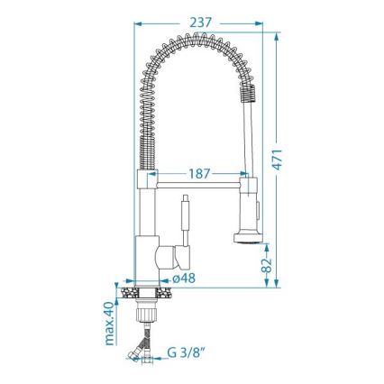 ALVEUS 1150886 - Köksblandare med flexibelt munstycke och duschfunktion URBAN 47,1 cm satin