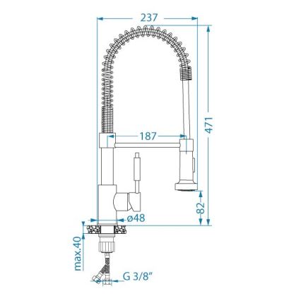 ALVEUS 1150887 - Köksblandare med flexibelt munstycke och duschfunktion URBAN 47,1 cm svart