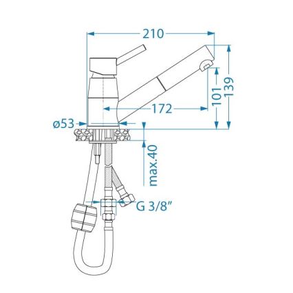 ALVEUS 1150888 - Tvättställsblandare med utdragbar spruta NANO 13,9 cm skinande krom