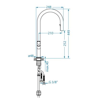 ALVEUS 1150908 - Tvättställsblandare med utdragbar spruta SWAN 44,9 cm svart