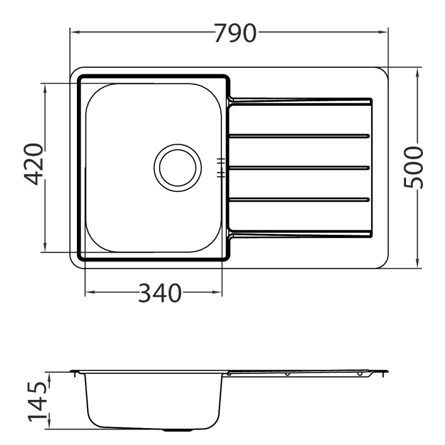 ALVEUS SET0026 - Köksdiskho LINE 79x50 cm + Köksblandare TONIA 29,5 cm satin/blank krom