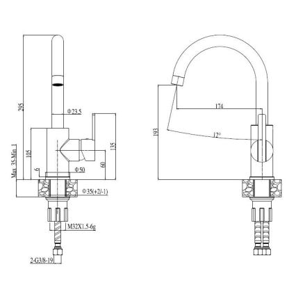 ALVEUS SET0026 - Köksdiskho LINE 79x50 cm + Köksblandare TONIA 29,5 cm satin/blank krom