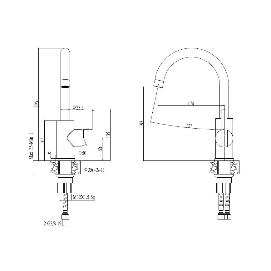 ALVEUS SET0026 - Köksdiskho LINE 79x50 cm + Köksblandare TONIA 29,5 cm satin/blank krom