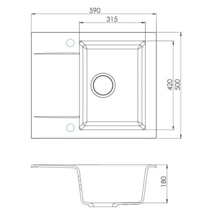 ALVEUS SETA23197 - Diskho CADIT 59x50 cm + köksblandare med flexibel pip MINTAS 34 cm granit/matt svart
