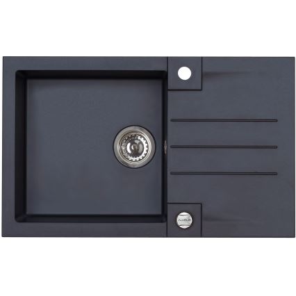 ALVEUS SETA23201 - ROCK köksdiskho 78x48 cm + diskbänkblandare med flexibel pip MINTAS 34 cm granit/matt svart