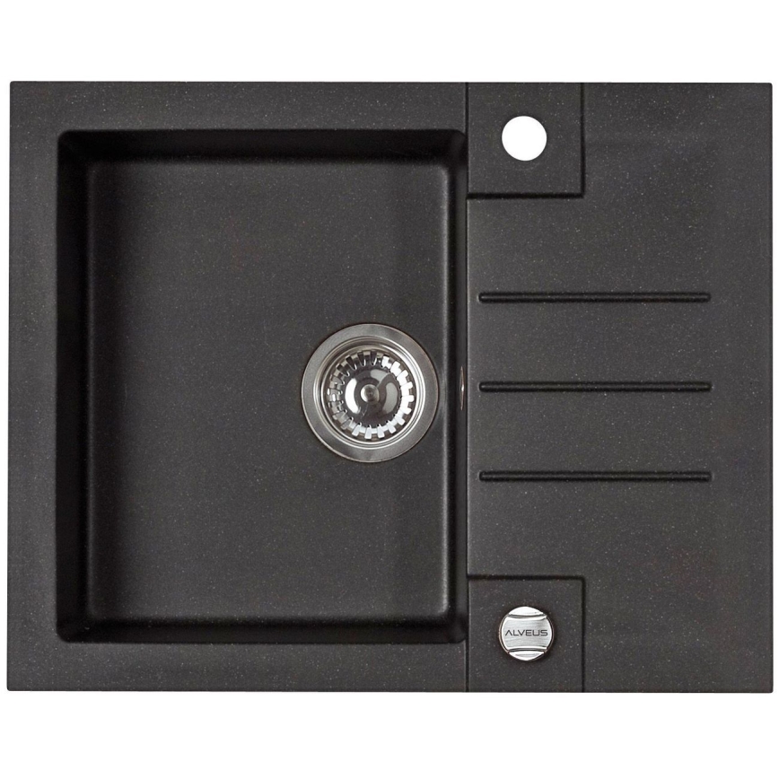 ALVEUS SETA23236 - Diskho ROCK 59,5x47,5 cm + diskblandare MINTAS 34 cm med flexibel pip, granit/matt svart
