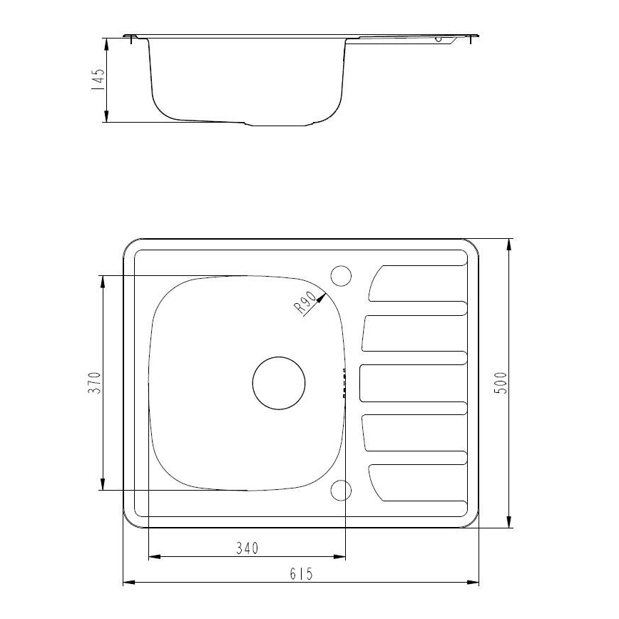 ALVEUS SETA265 - Köksdiskho ZOOM 61,5x50 cm + diskbänksblandare RIVIERA 14,8 cm satin/polerad krom
