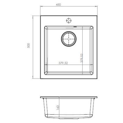 ALVEUS SETA737 - Diskho CORTINA 50x45 cm + köksblandare TONIA 29,5 cm med flexibel, utdragbar pip, granit/matt svart