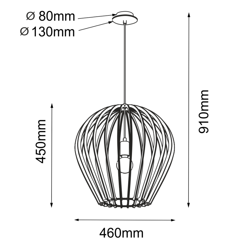 Amplex - Pendellampa med kabel 1xE27/20W/230V svart