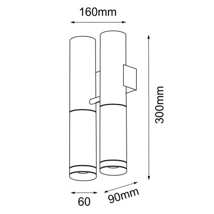 Amplex - Vägglampa  2xGU10/15W/230V svart