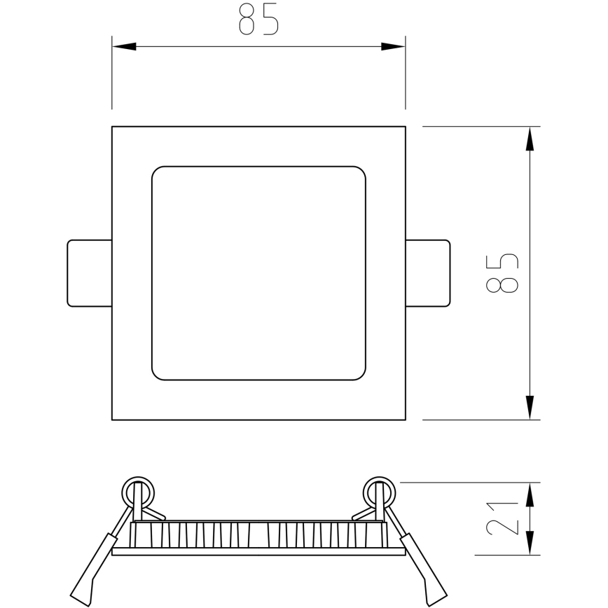 APLED - Infälld LED badrumsbelysning SQUARE LED/3W/230V IP41 85x85 mm