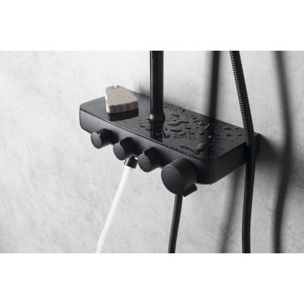 Aqualine - Dusch med kran och extra mini kran FARRAO matt svart