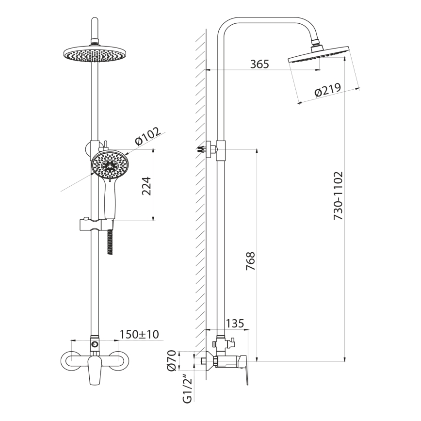 Aqualine - Dusch set LOTTA skinande krom