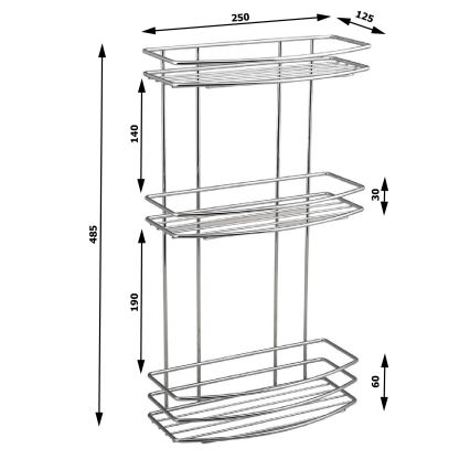 Aqualine - Duschhylla för vägg med tre nivåer KROM LINE skinande krom
