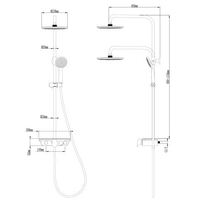 Aqualine - Duschset med blandare i blank krom/vit
