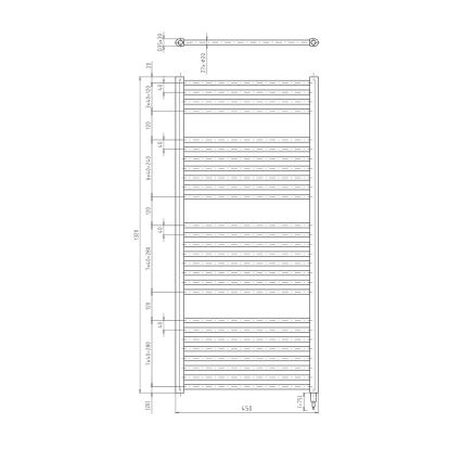 Aqualine - Elektrisk badrumsradiator DIRECT-E 400W 132x45 cm matt svart
