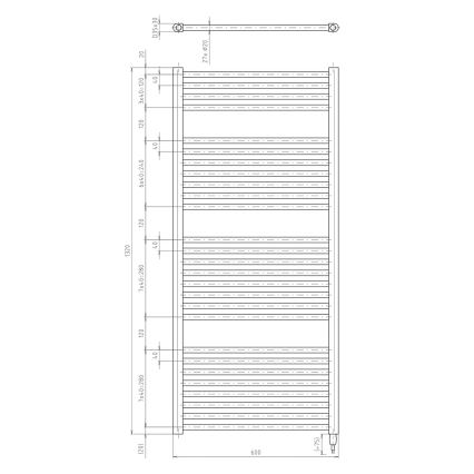 Aqualine - Elektrisk badrumsradiator DIRECT-E 600W 132x60 cm vit