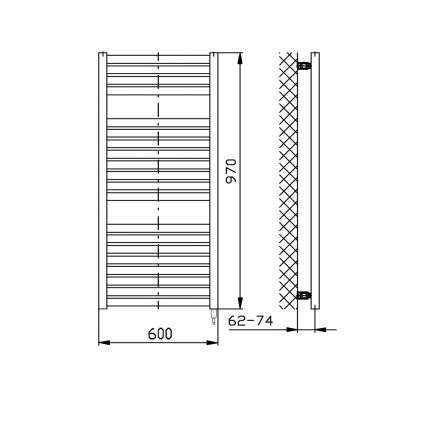 Aqualine - Elektrisk badrumsradiator TONDI-E 400W 97x60 cm vit
