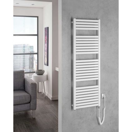 Aqualine - Elektrisk badrumsradiator TONDI-E 500W 133x45 cm vit