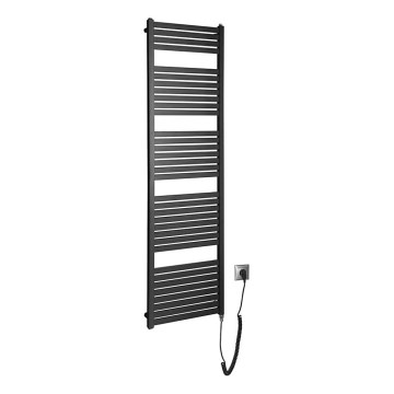 Aqualine - Elektrisk badrumsradiator TONDI-E, 600 W, 169 x 45 cm, matt svart