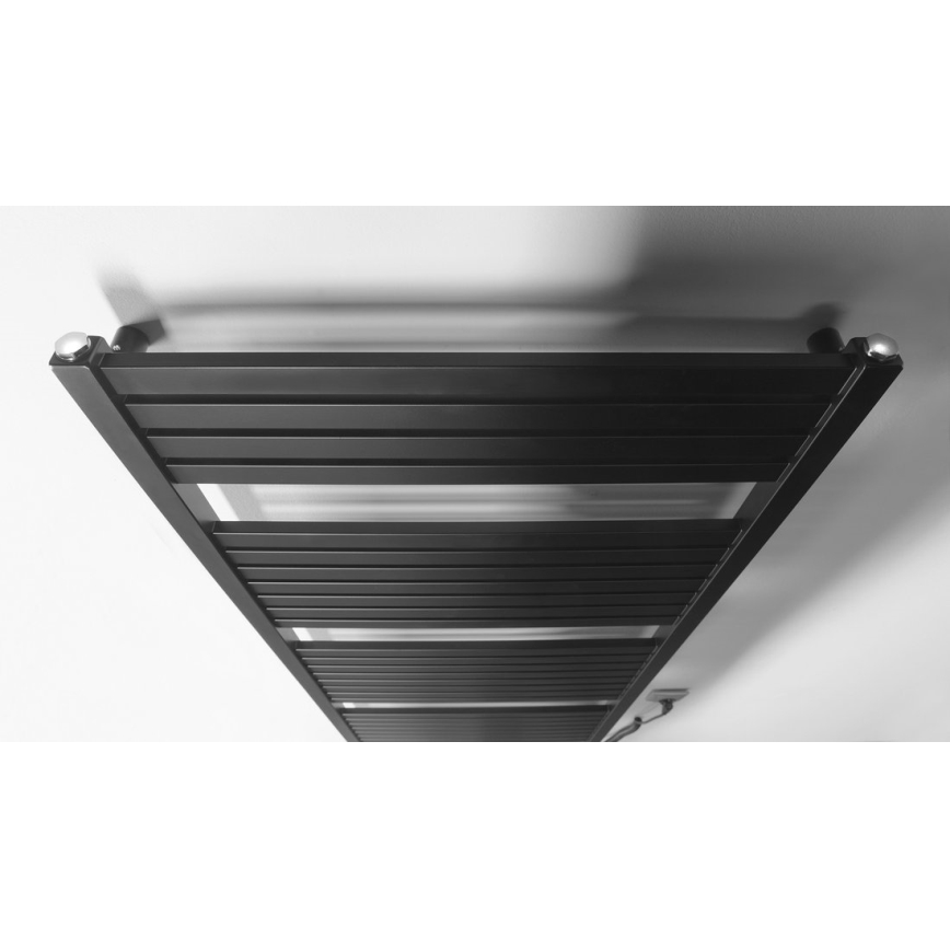 Aqualine - Elektrisk badrumsradiator TONDI-E, 600 W, 169 x 45 cm, matt svart