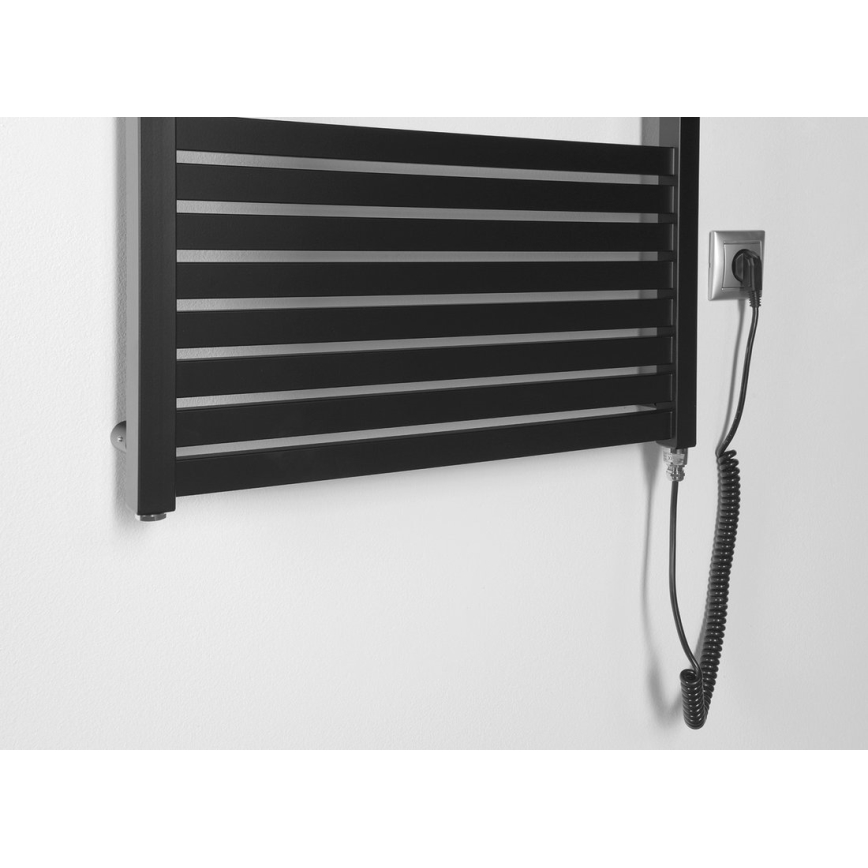 Aqualine - Elektrisk badrumsradiator TONDI-E, 600 W, 169 x 45 cm, matt svart