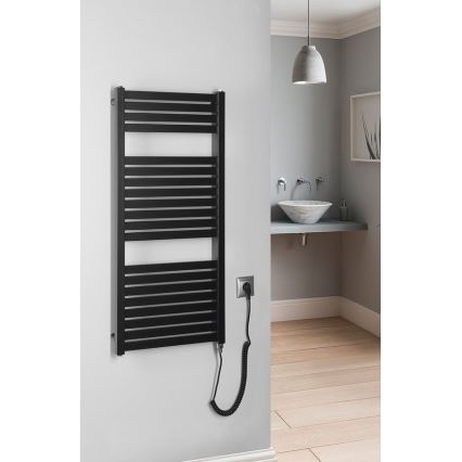 Aqualine - Elektrisk för badrum element TONDI-E 300W/230V 97 cm matt svart rak