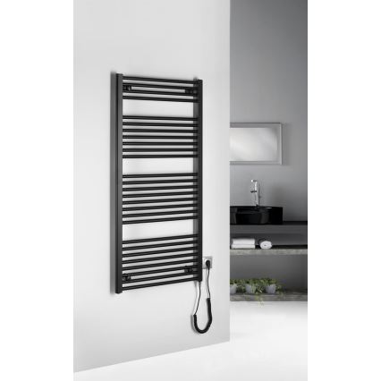 Aqualine - Elektrisk handdukstork för badrum DIRECT-E 600W 132x60 cm matt svart