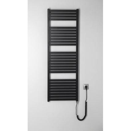 Aqualine - Elektrisk handdukstork för badrum TONDI-E 500 W, 133 x 45 cm, matt svart