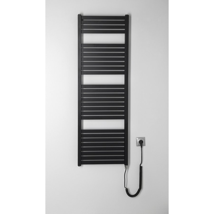 Aqualine - Elektrisk handdukstork för badrum TONDI-E 500 W, 133 x 45 cm, matt svart