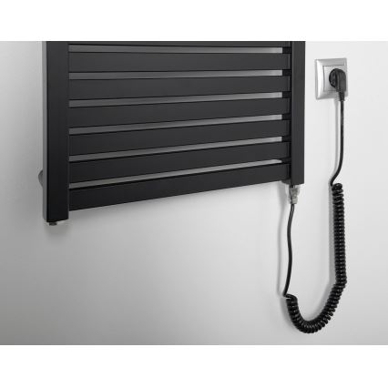 Aqualine - Elektrisk handdukstork för badrum TONDI-E 500 W, 133 x 45 cm, matt svart