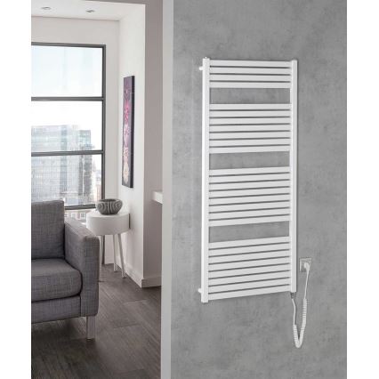 Aqualine - Elektrisk handdukstork för badrum TONDI-E 600 W 133x60 cm vit