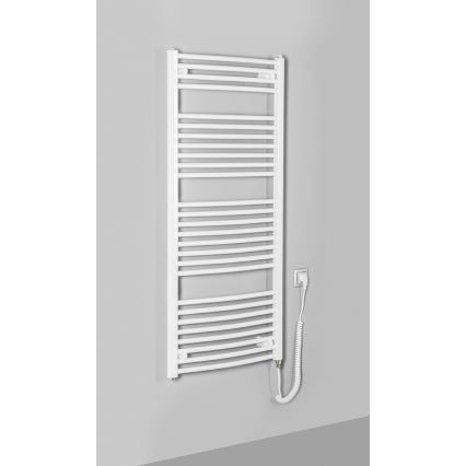Aqualine - Elektrisk handdukstork ORBIT-E 600 W, 132x60 cm, vit, rund