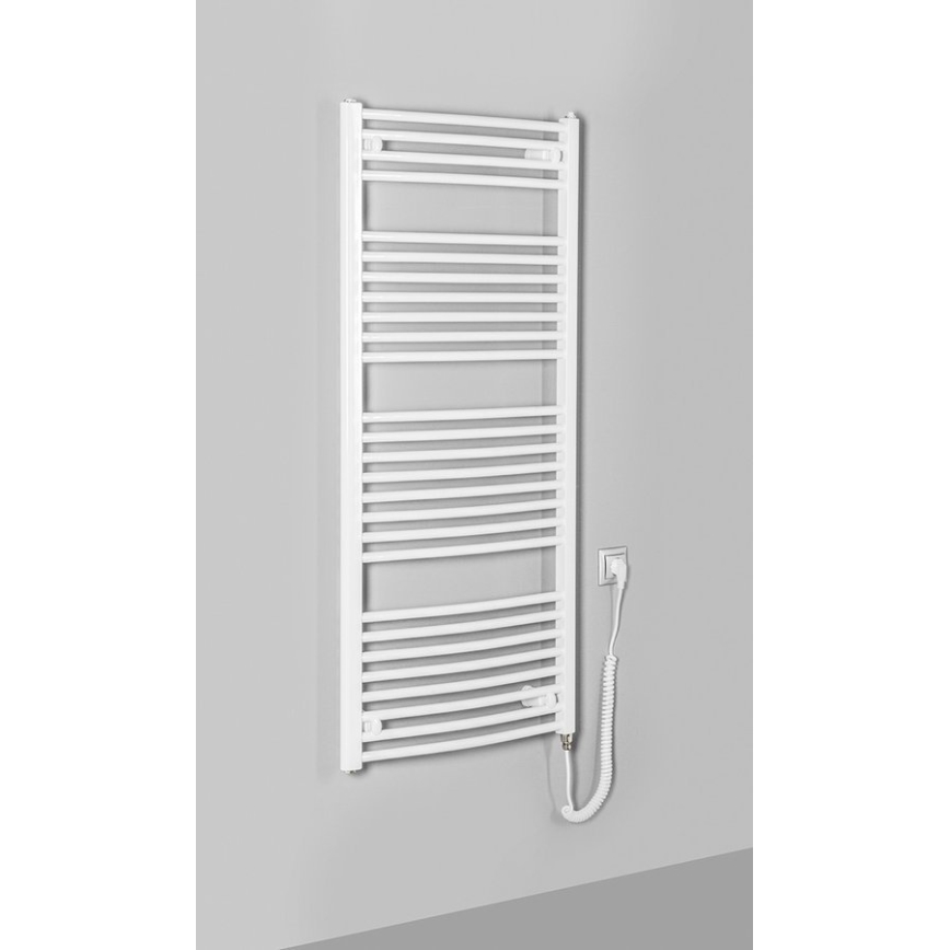 Aqualine - Elektrisk handdukstork ORBIT-E 600 W, 132x60 cm, vit, rund