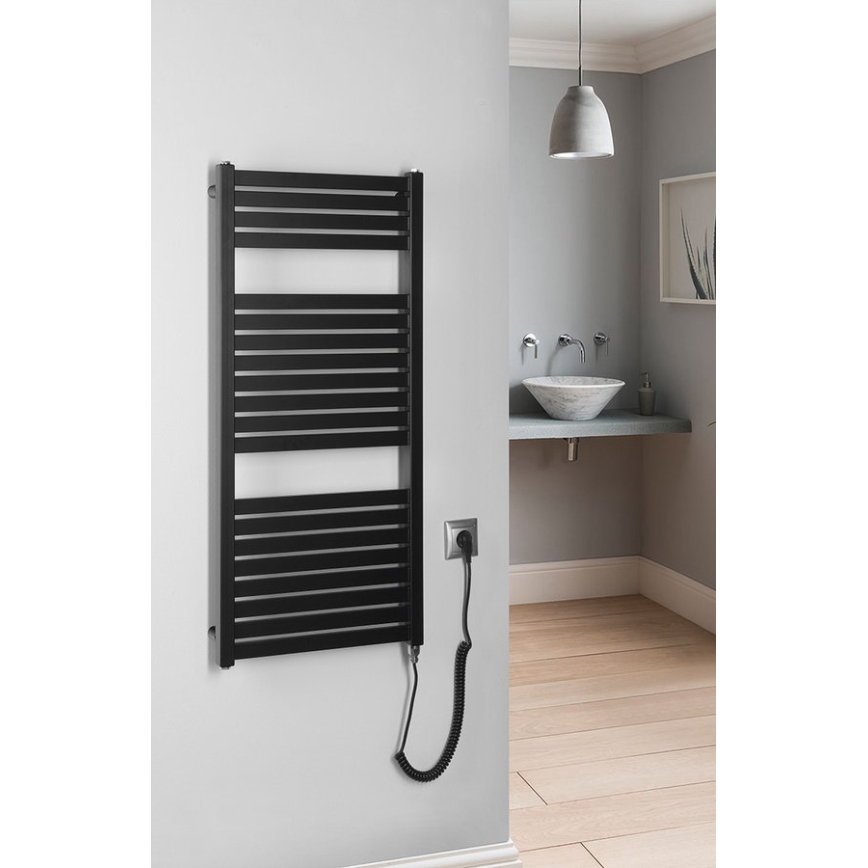 Aqualine - Elektrisk handdukstork TONDI-E 300W 97x45 cm matt svart